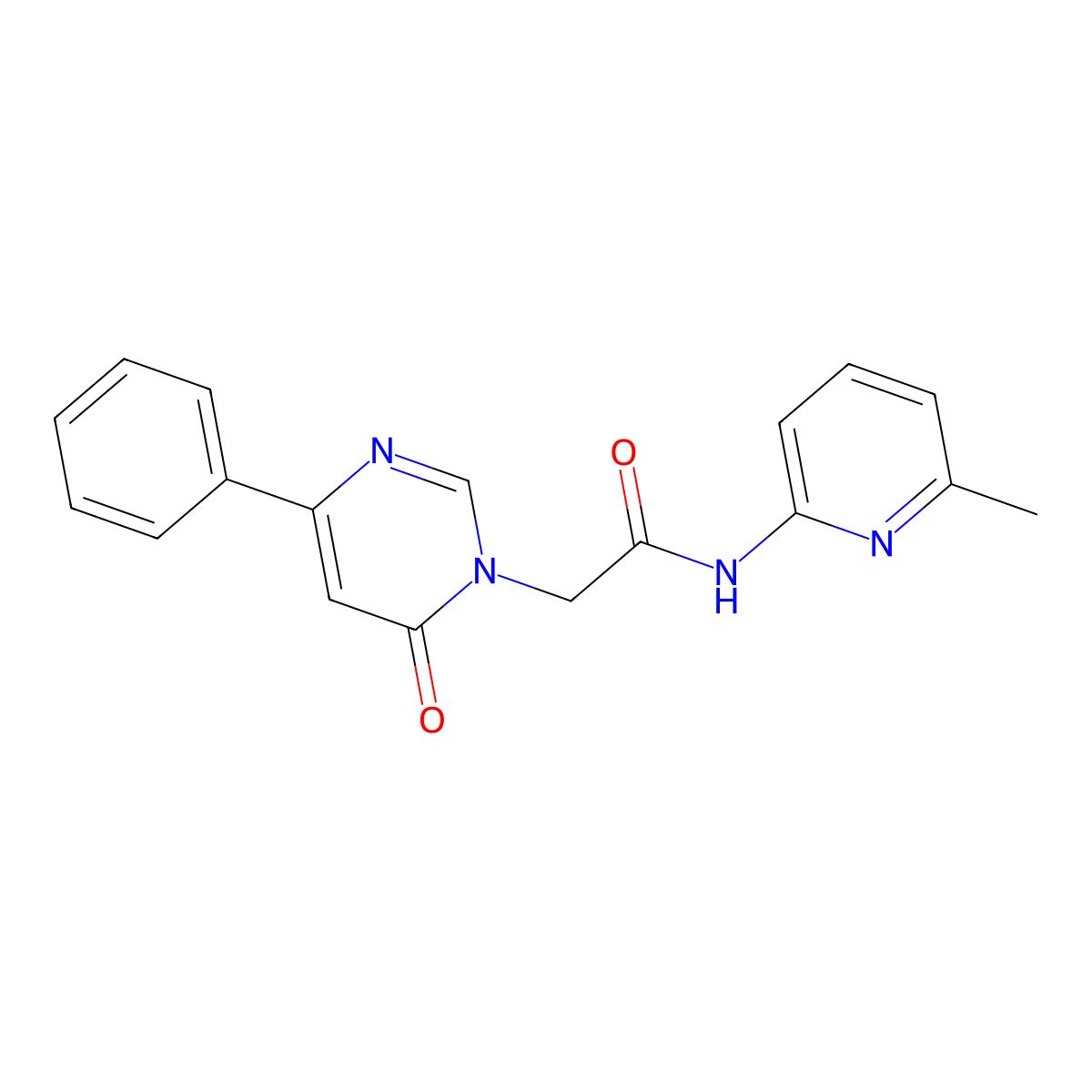N-(6-methylpyridin-2-yl)-2-(6-oxo-4-phenyl-1,6-dihydropyrimidin-1-yl)acetamide molecular structure, CAS 1058484-55-1