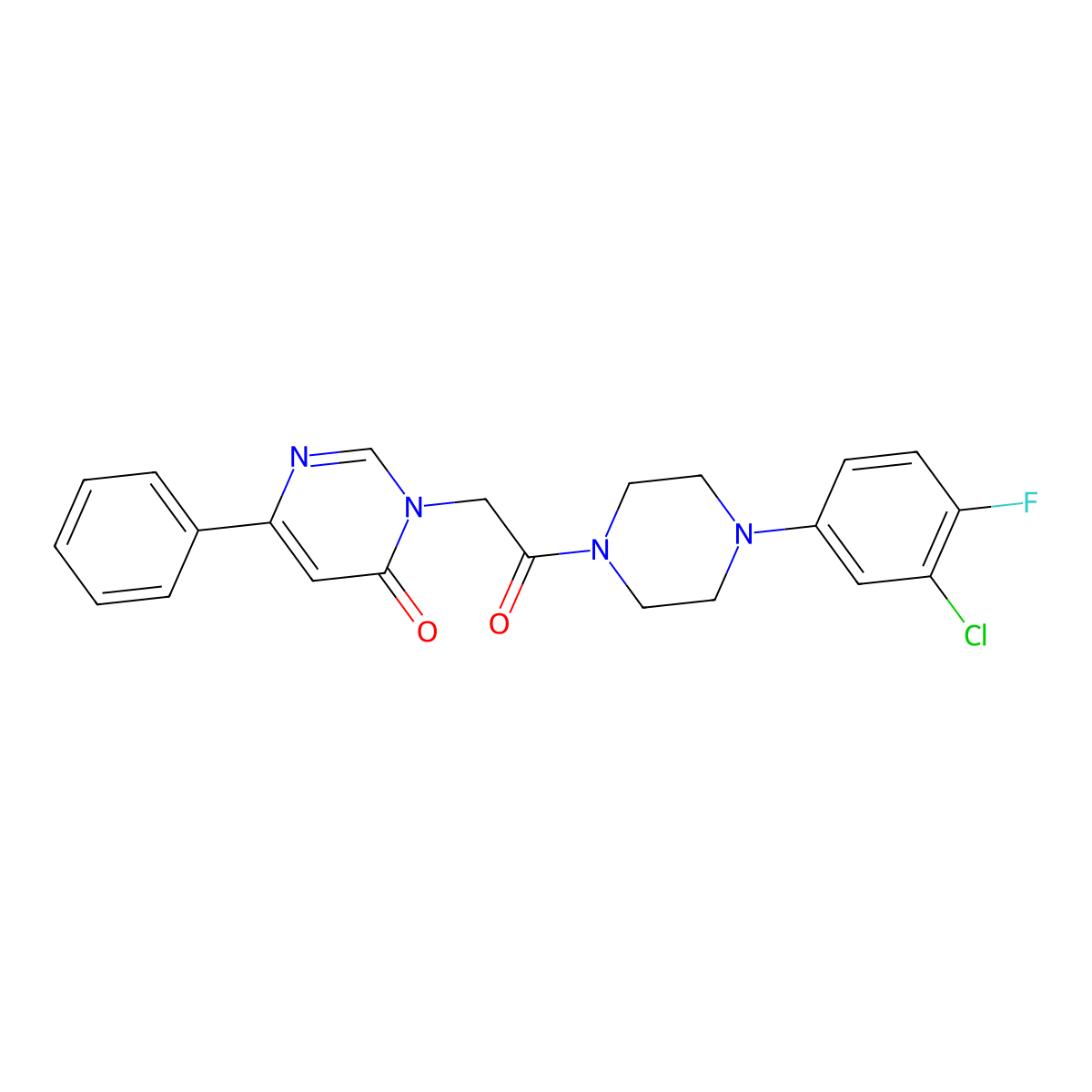 3-(2-(4-(3-chloro-4-fluorophenyl)piperazin-1-yl)-2-oxoethyl)-6-phenylpyrimidin-4(3H)-one molecular structure, CAS 1058485-04-3