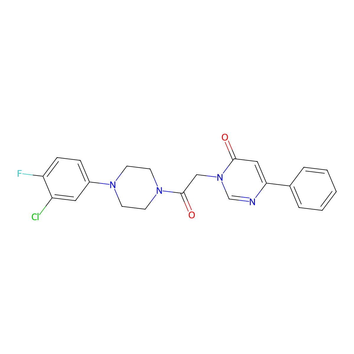 3-(2-(4-(3-chloro-4-fluorophenyl)piperazin-1-yl)-2-oxoethyl)-6-phenylpyrimidin-4(3H)-one molecular structure, CAS 1058485-04-3