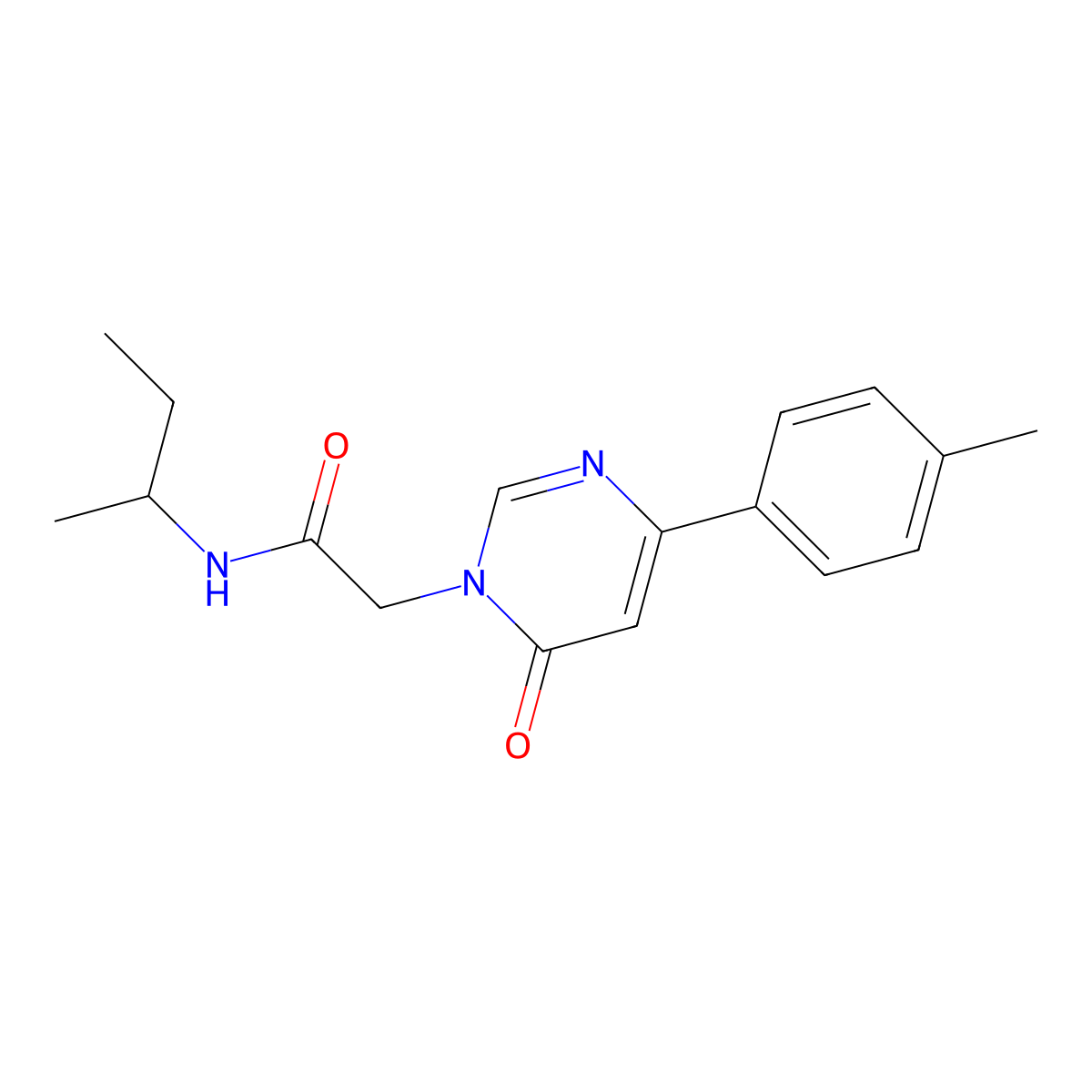 N-(sec-butyl)-2-(6-oxo-4-(p-tolyl)pyrimidin-1(6H)-yl)acetamide molecular structure, CAS 1058485-16-7