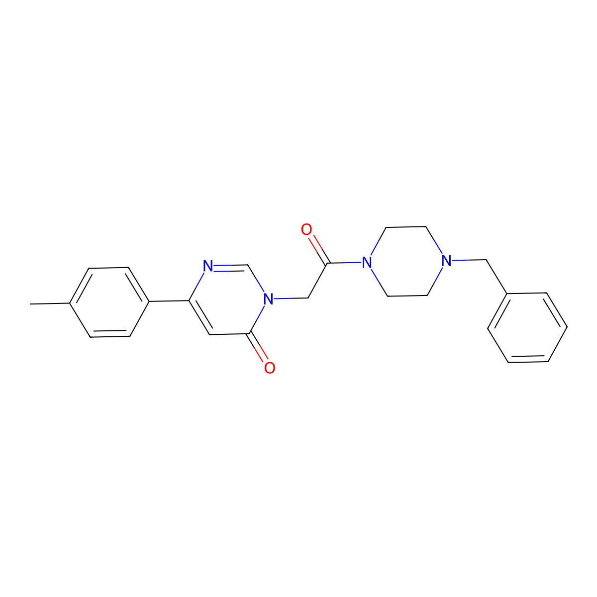 3-[2-(4-Benzylpiperazin-1-yl)-2-oxoethyl]-6-(4-methylphenyl)-3,4-dihydropyrimidin-4-one molecular structure, CAS 1058485-24-7