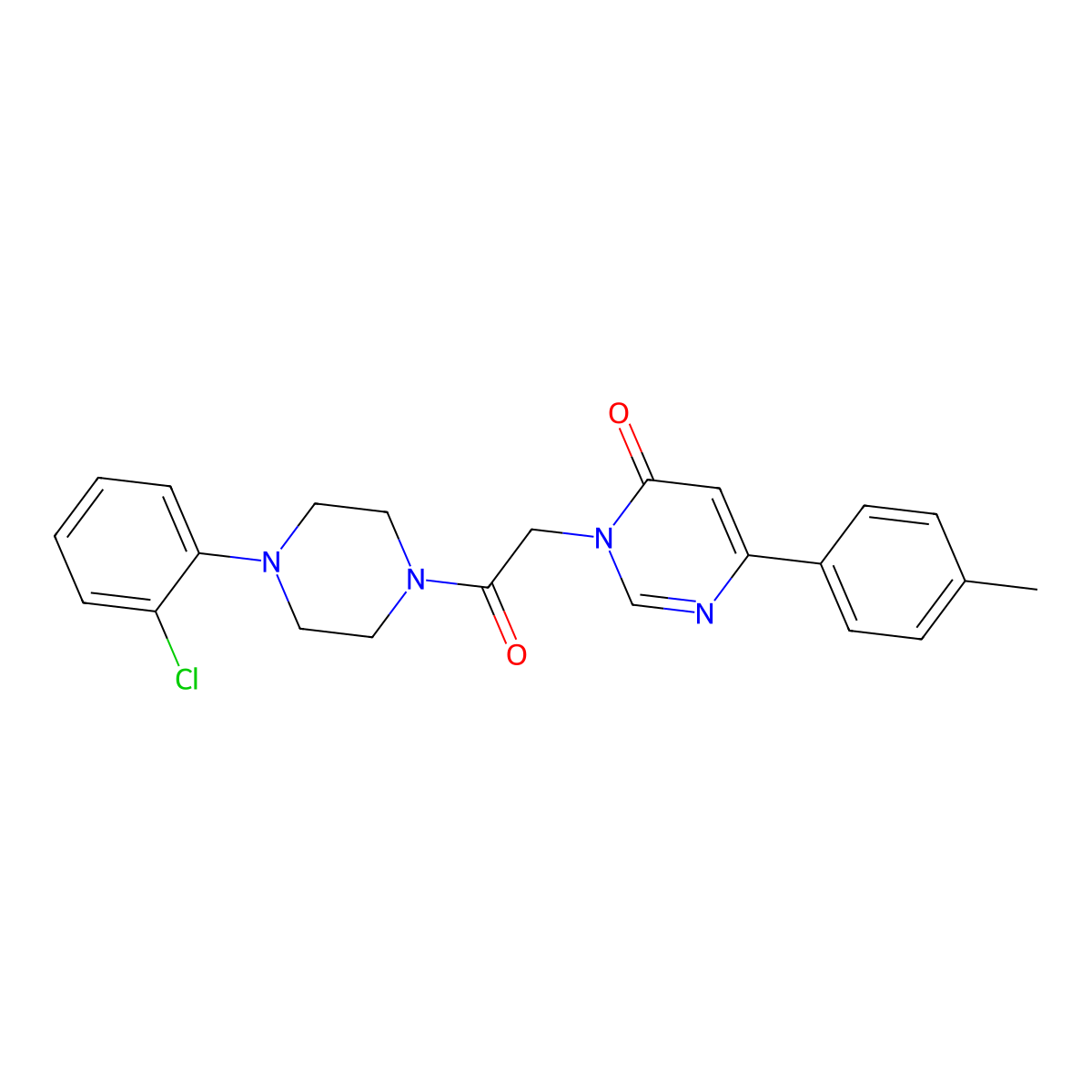 3-(2-(4-(2-chlorophenyl)piperazin-1-yl)-2-oxoethyl)-6-(p-tolyl)pyrimidin-4(3H)-one molecular structure, CAS 1058485-26-9