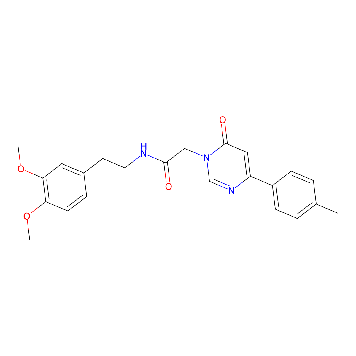 N-[2-(3,4-dimethoxyphenyl)ethyl]-2-[4-(4-methylphenyl)-6-oxo-1,6-dihydropyrimidin-1-yl]acetamide molecular structure, CAS 1058485-28-1