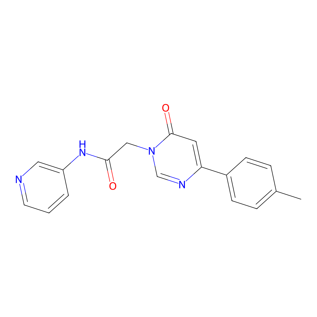 2-[4-(4-methylphenyl)-6-oxo-1,6-dihydropyrimidin-1-yl]-N-(pyridin-3-yl)acetamide molecular structure, CAS 1058485-48-5