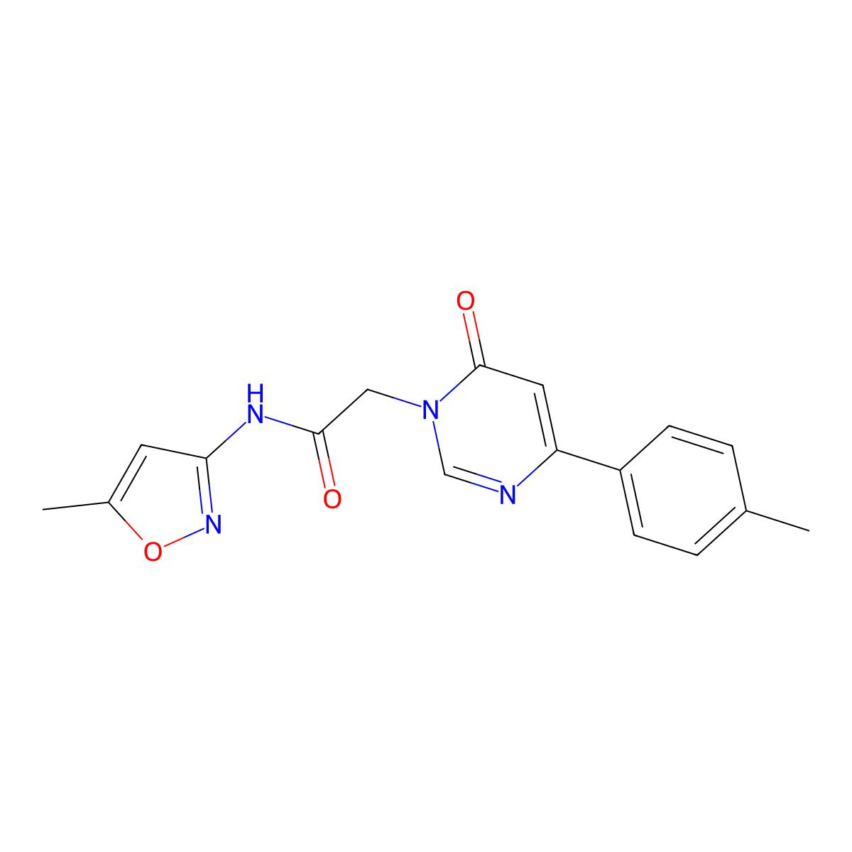 N-(5-methyl-1,2-oxazol-3-yl)-2-[4-(4-methylphenyl)-6-oxo-1,6-dihydropyrimidin-1-yl]acetamide molecular structure, CAS 1058485-52-1
