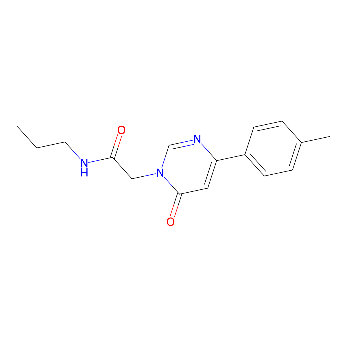2-(6-oxo-4-(p-tolyl)pyrimidin-1(6H)-yl)-N-propylacetamide molecular structure, CAS 1058485-70-3