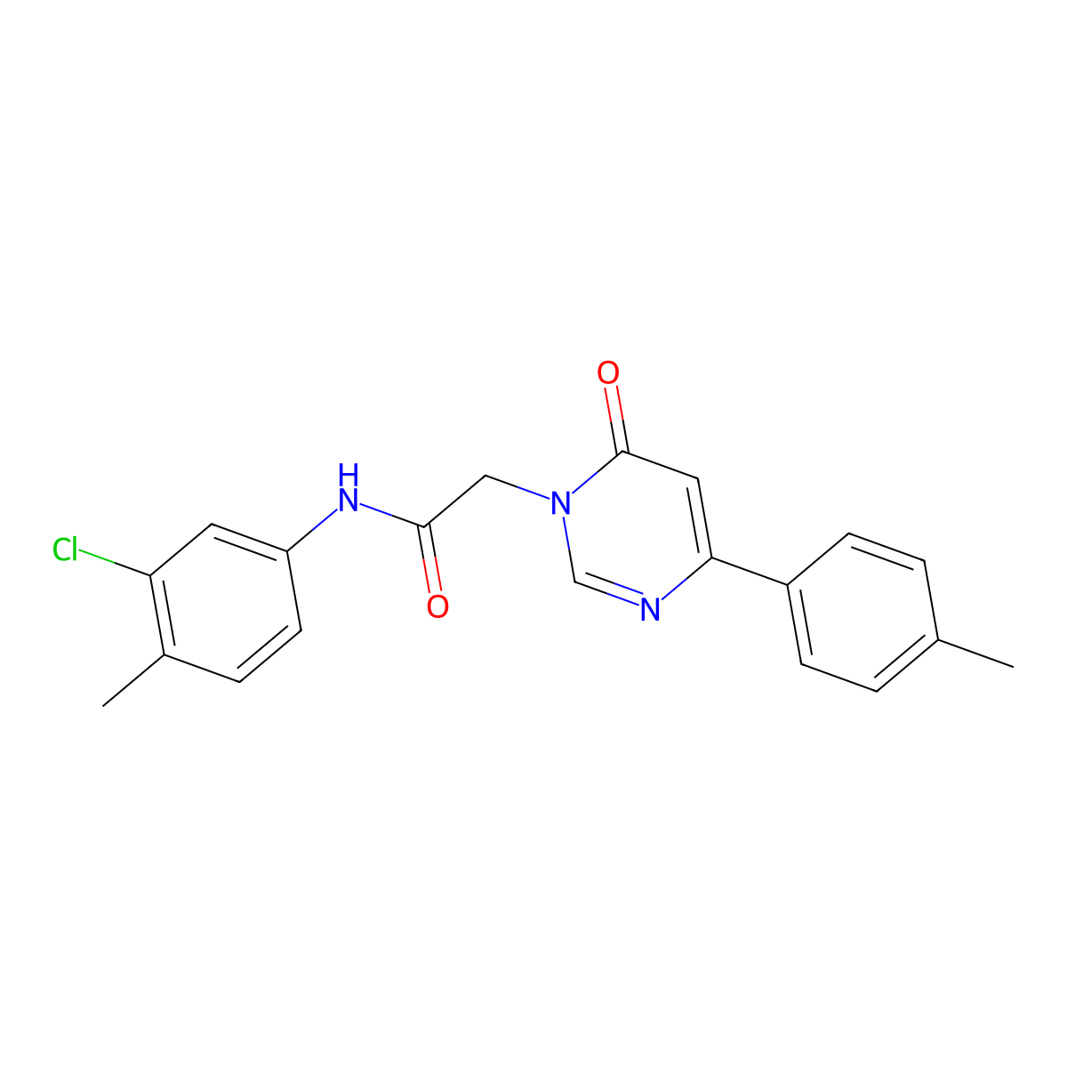 N-(3-chloro-4-methylphenyl)-2-(6-oxo-4-(p-tolyl)pyrimidin-1(6H)-yl)acetamide molecular structure, CAS 1058485-73-6