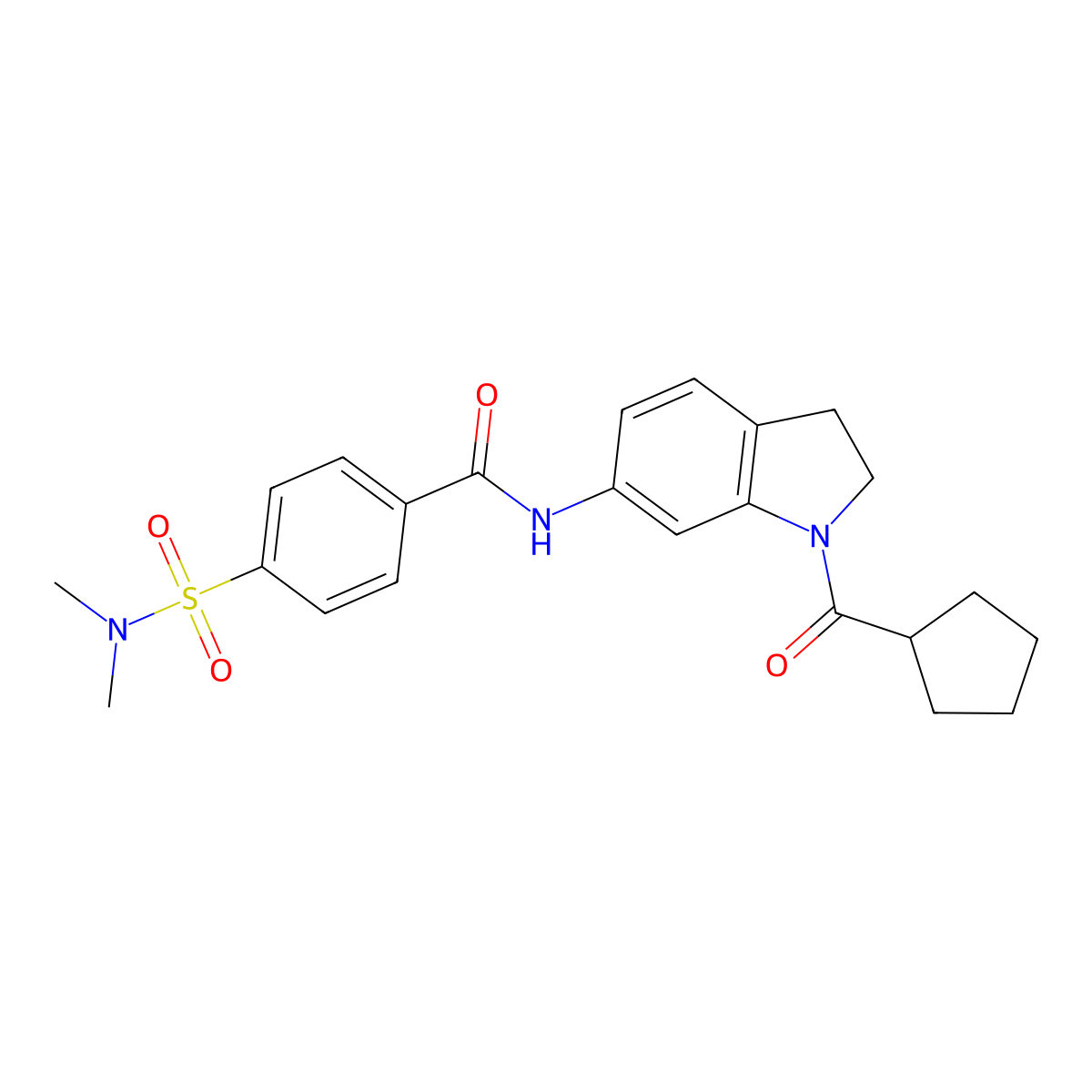 N-(1-(cyclopentanecarbonyl)indolin-6-yl)-4-(N,N-dimethylsulfamoyl)benzamide molecular structure, CAS 1058488-81-5