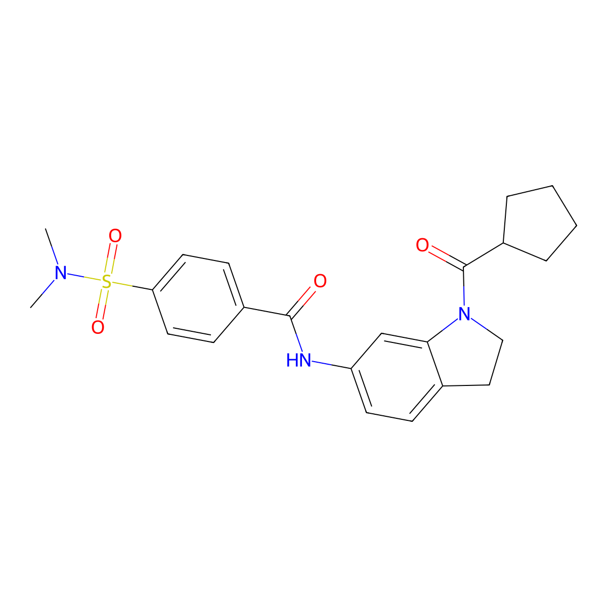 N-(1-(cyclopentanecarbonyl)indolin-6-yl)-4-(N,N-dimethylsulfamoyl)benzamide molecular structure, CAS 1058488-81-5