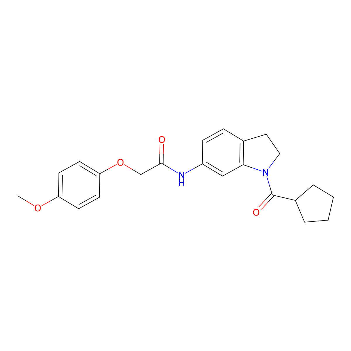N-(1-(cyclopentanecarbonyl)indolin-6-yl)-2-(4-methoxyphenoxy)acetamide molecular structure, CAS 1058488-82-6