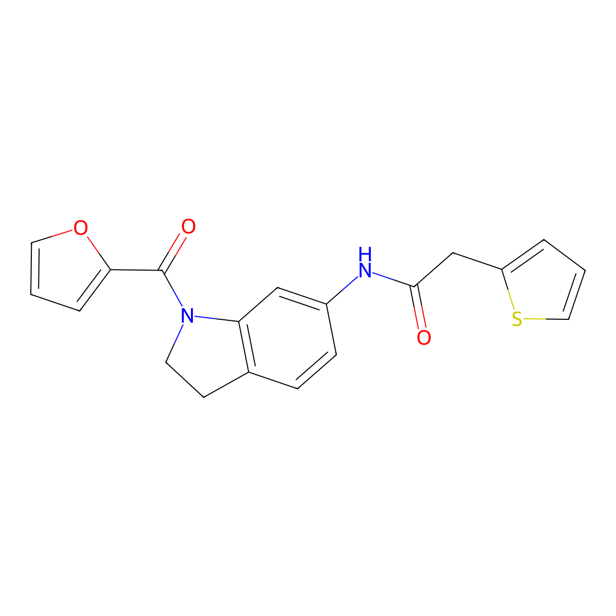 N-(1-(furan-2-carbonyl)indolin-6-yl)-2-(thiophen-2-yl)acetamide molecular structure, CAS 1058490-11-1