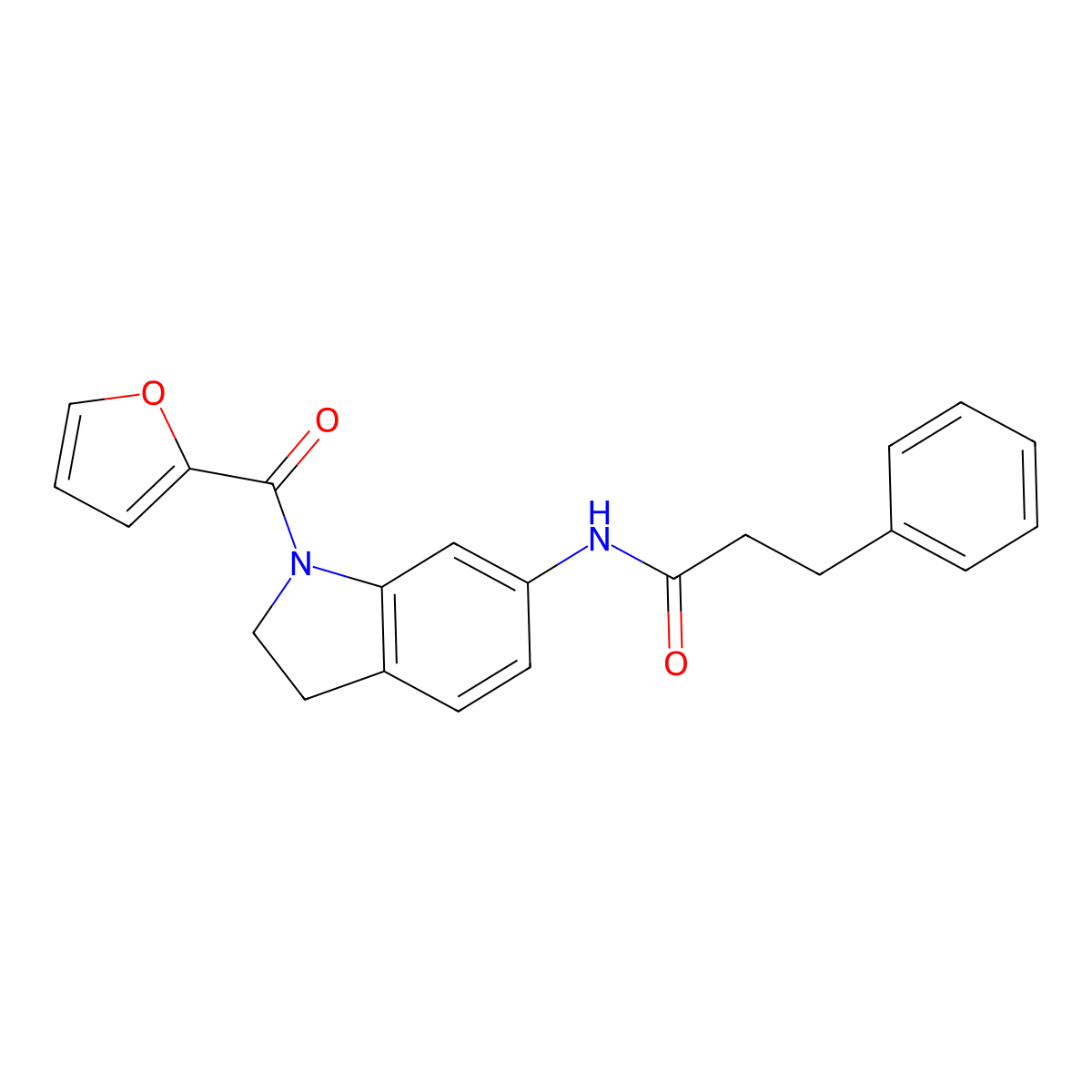N-(1-(furan-2-carbonyl)indolin-6-yl)-3-phenylpropanamide molecular structure, CAS 1058490-14-4