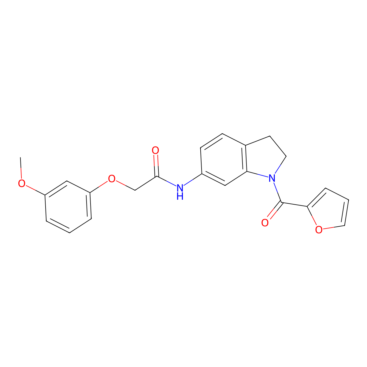 N-(1-(furan-2-carbonyl)indolin-6-yl)-2-(3-methoxyphenoxy)acetamide molecular structure, CAS 1058490-39-3