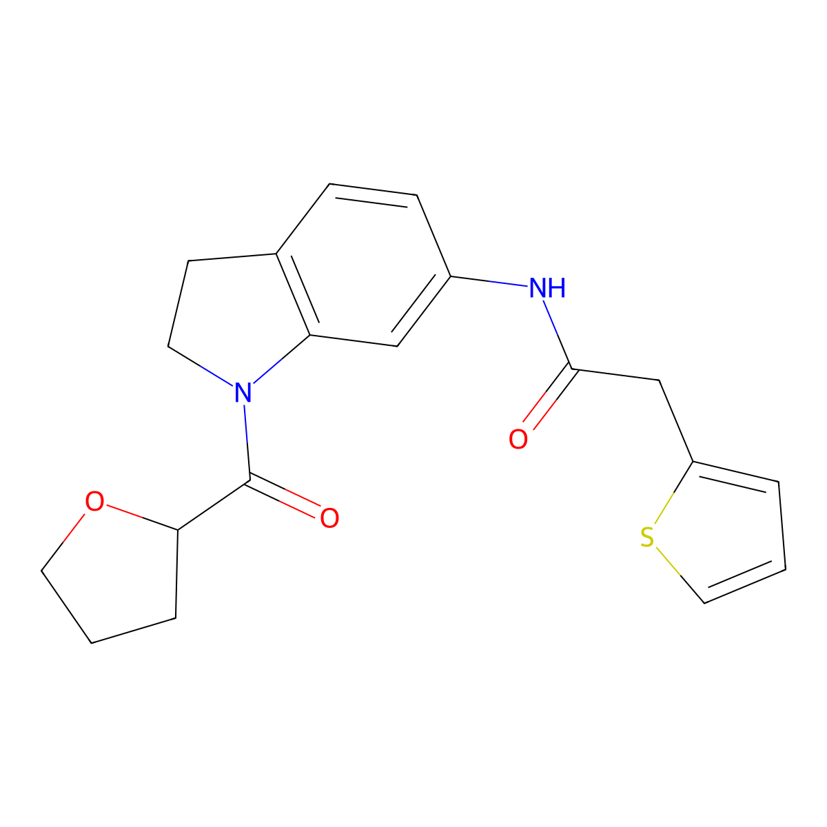 N-(1-(tetrahydrofuran-2-carbonyl)indolin-6-yl)-2-(thiophen-2-yl)acetamide molecular structure, CAS 1058490-61-1