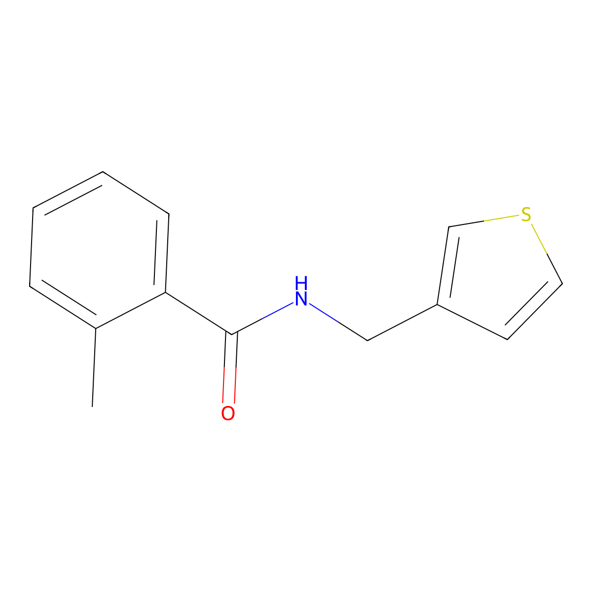 2-methyl-N-[(thiophen-3-yl)methyl]benzamide molecular structure, CAS 1058491-23-8