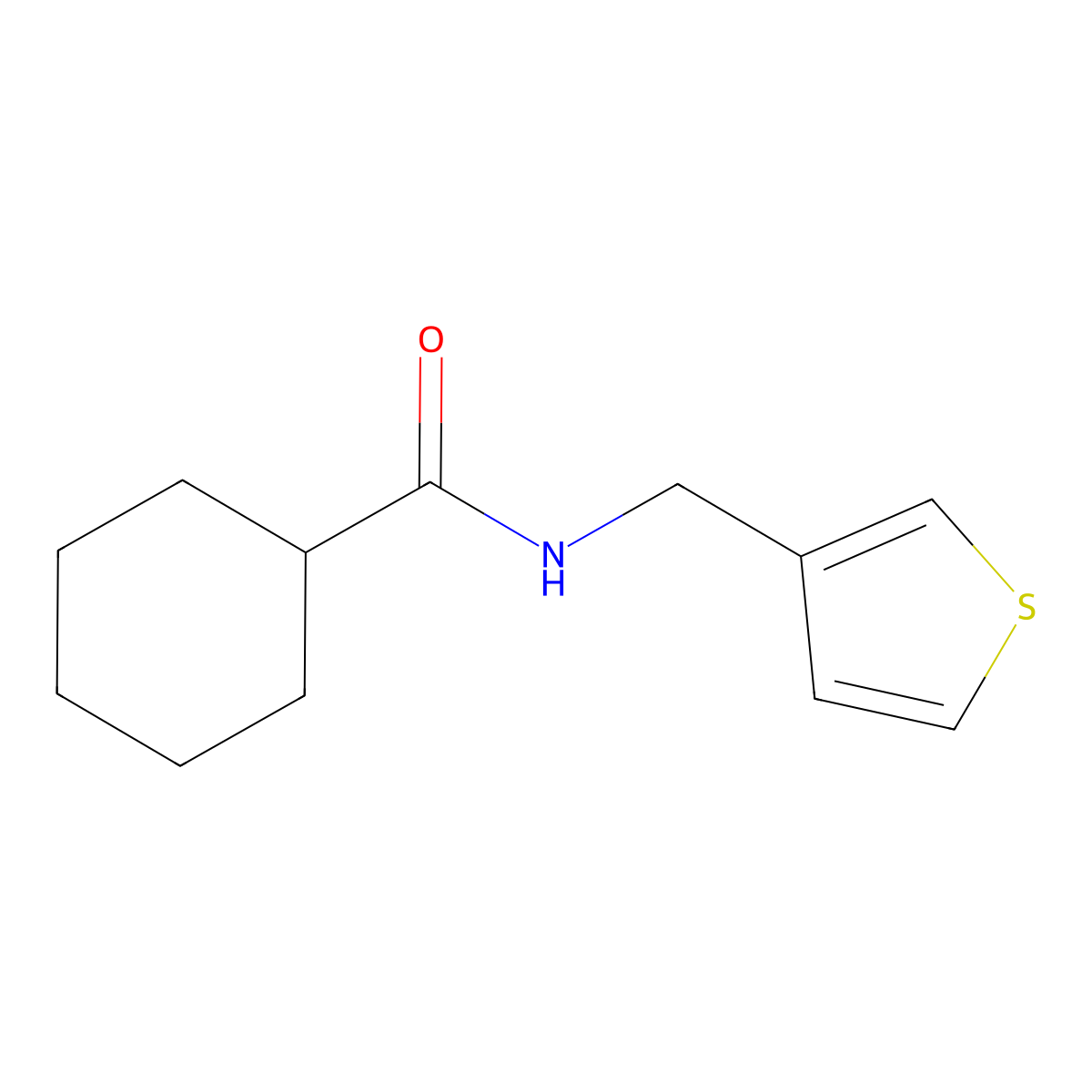 N-(thiophen-3-ylmethyl)cyclohexanecarboxamide molecular structure, CAS 1058491-39-6