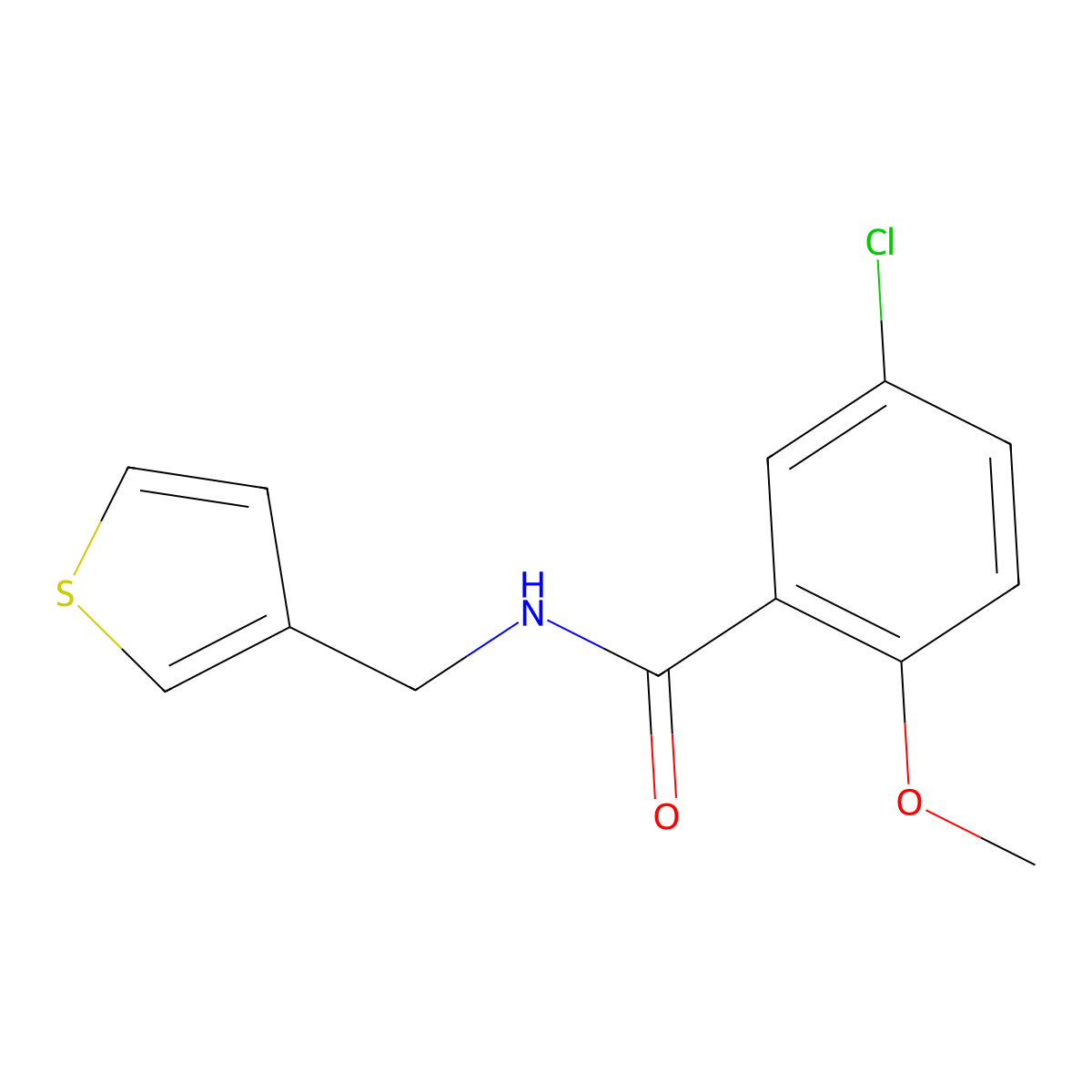 5-chloro-2-methoxy-N-[(thiophen-3-yl)methyl]benzamide molecular structure, CAS 1058491-40-9