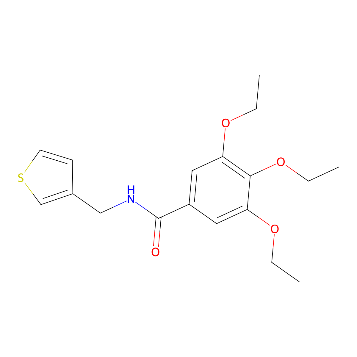 3,4,5-triethoxy-N-[(thiophen-3-yl)methyl]benzamide molecular structure, CAS 1058491-58-9