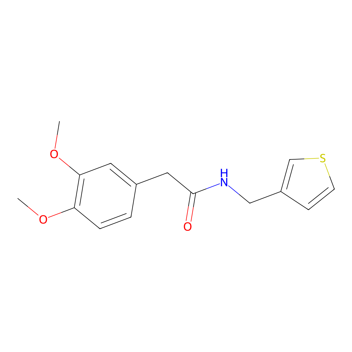 2-(3,4-dimethoxyphenyl)-N-(thiophen-3-ylmethyl)acetamide molecular structure, CAS 1058491-64-7