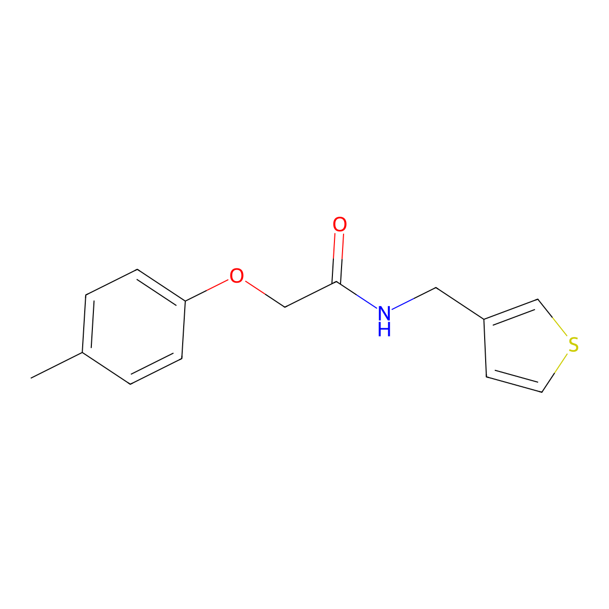 2-(4-methylphenoxy)-N-[(thiophen-3-yl)methyl]acetamide molecular structure, CAS 1058491-70-5