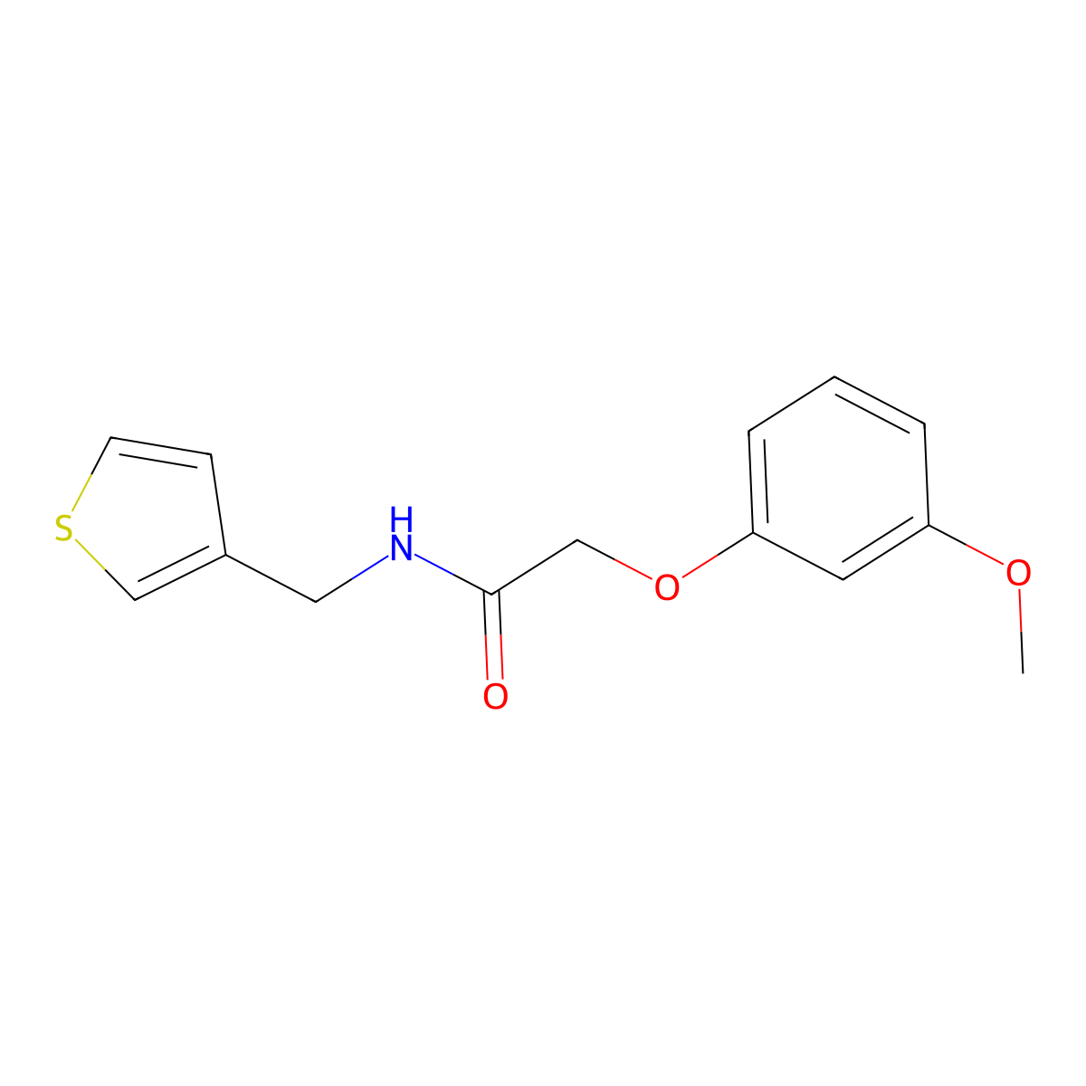 2-(3-methoxyphenoxy)-N-(thiophen-3-ylmethyl)acetamide molecular structure, CAS 1058491-73-8