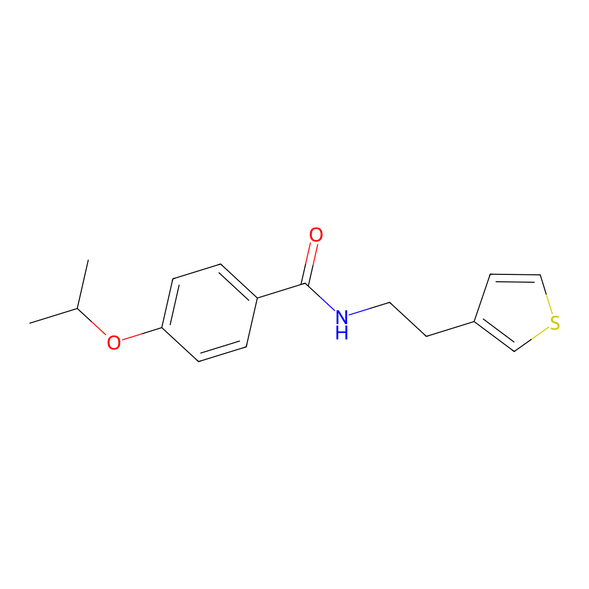 4-(propan-2-yloxy)-N-[2-(thiophen-3-yl)ethyl]benzamide molecular structure, CAS 1058491-81-8