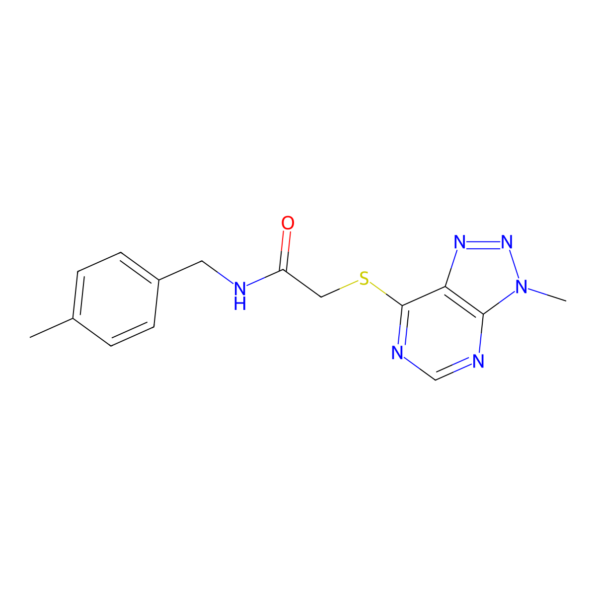 2-((3-methyl-3H-[1,2,3]triazolo[4,5-d]pyrimidin-7-yl)thio)-N-(4-methylbenzyl)acetamide molecular structure, CAS 1058495-72-9