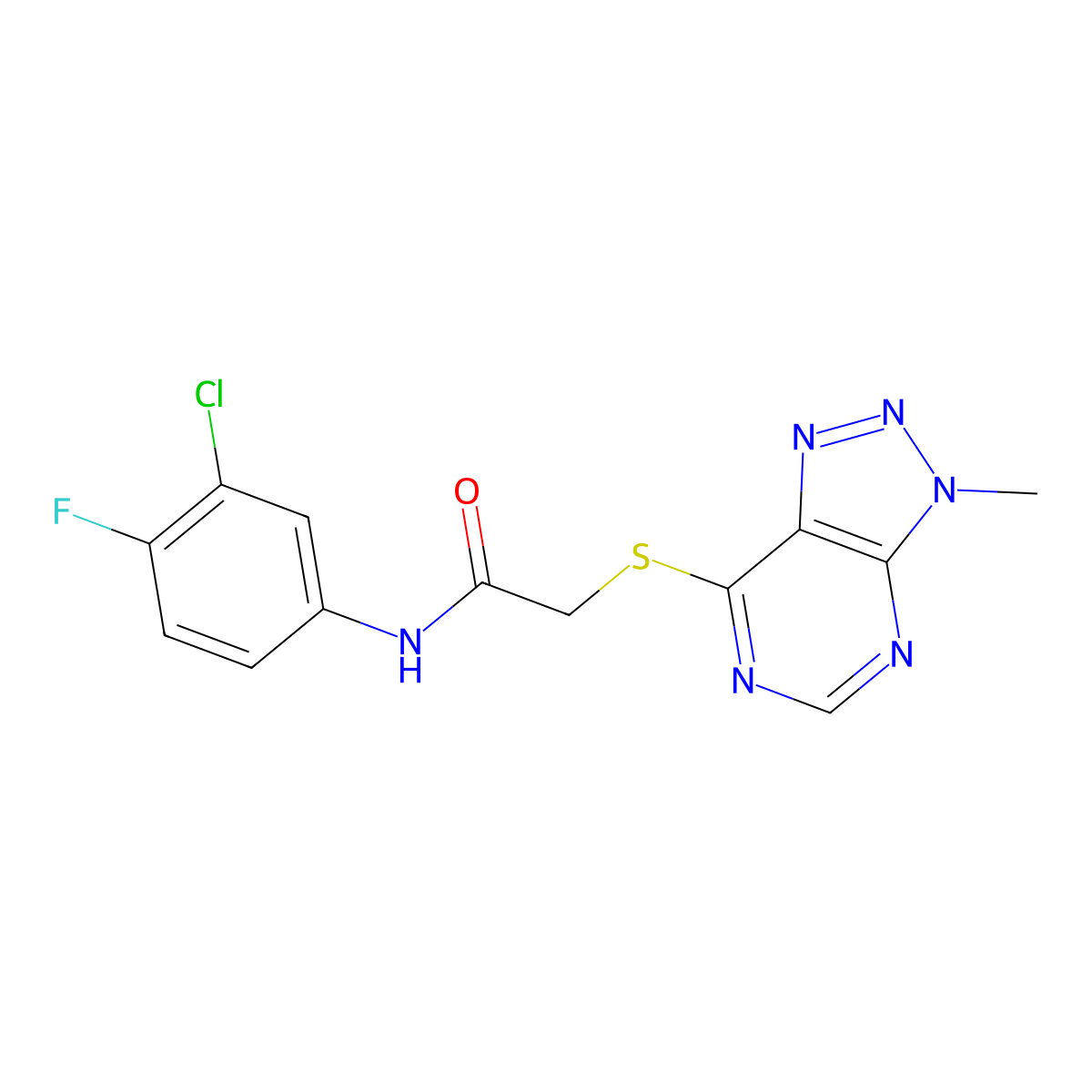 N-(3-chloro-4-fluorophenyl)-2-((3-methyl-3H-[1,2,3]triazolo[4,5-d]pyrimidin-7-yl)thio)acetamide molecular structure, CAS 1058495-77-4