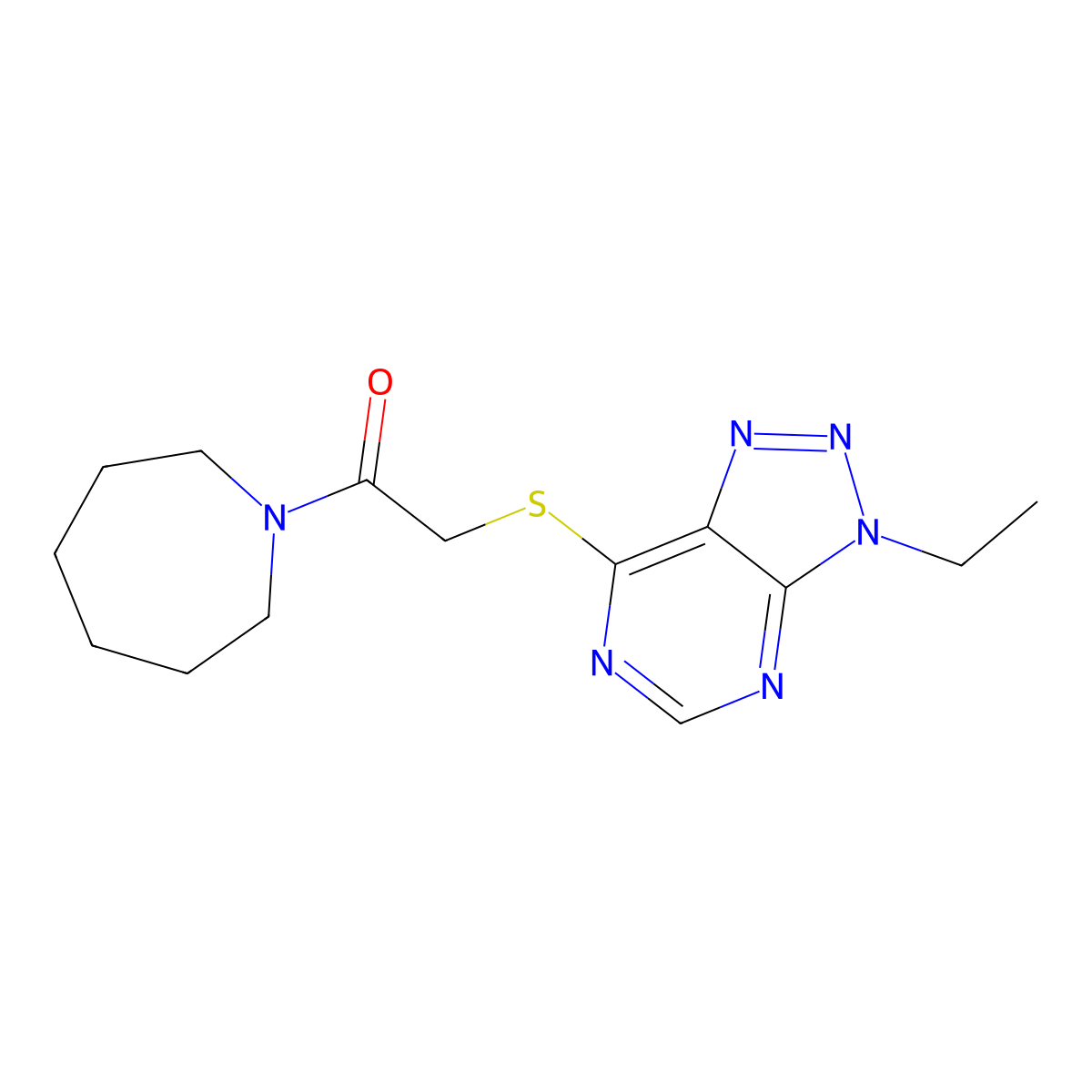1-(azepan-1-yl)-2-((3-ethyl-3H-[1,2,3]triazolo[4,5-d]pyrimidin-7-yl)thio)ethanone molecular structure, CAS 1058496-00-6
