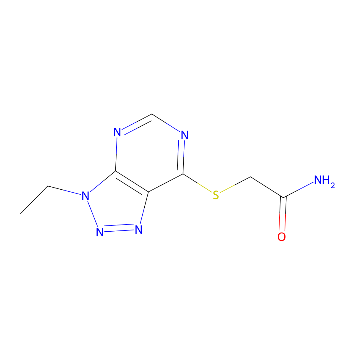 2-({3-ethyl-3H-[1,2,3]triazolo[4,5-d]pyrimidin-7-yl}sulfanyl)acetamide molecular structure, CAS 1058496-08-4