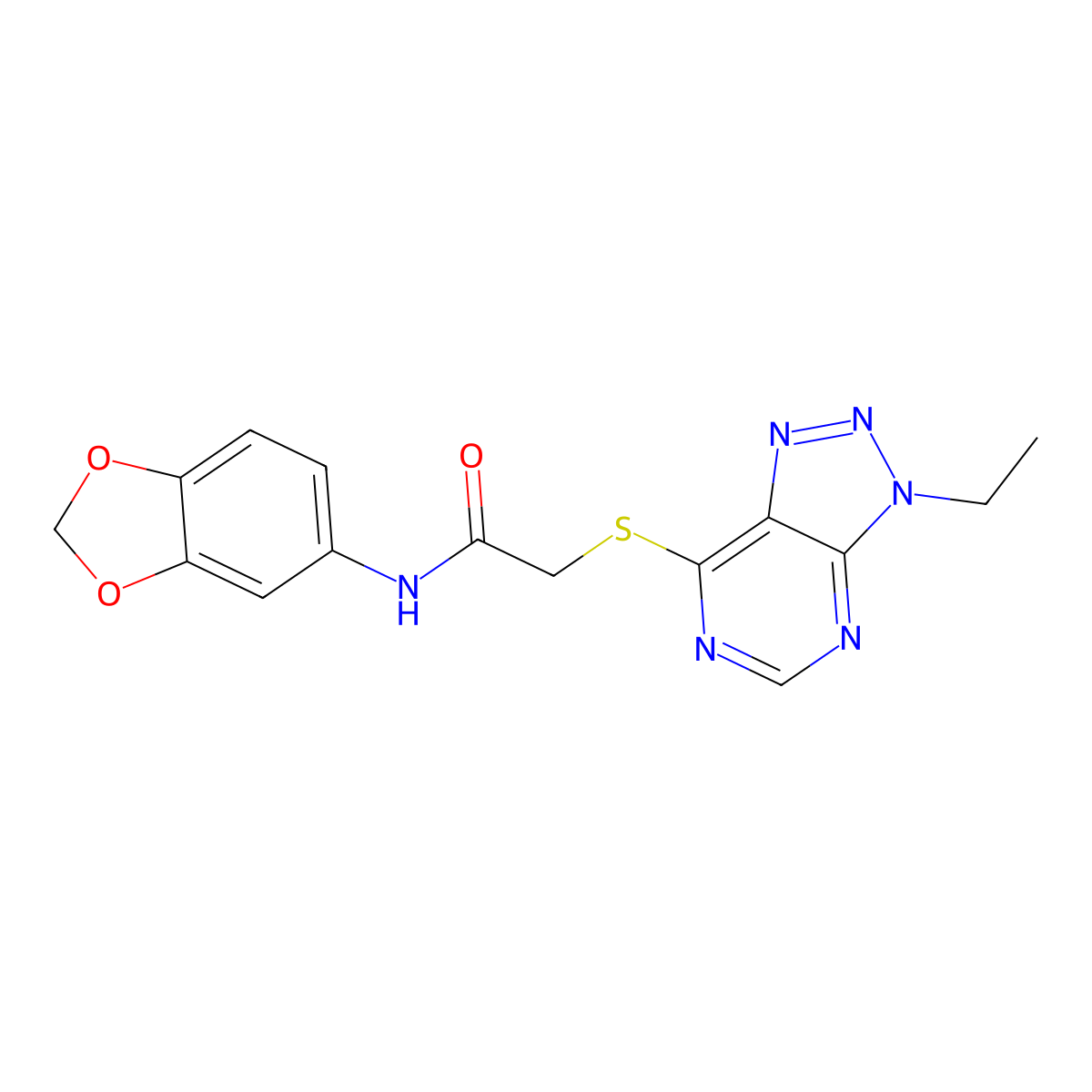 N-(benzo[d][1,3]dioxol-5-yl)-2-((3-ethyl-3H-[1,2,3]triazolo[4,5-d]pyrimidin-7-yl)thio)acetamide molecular structure, CAS 1058496-25-5