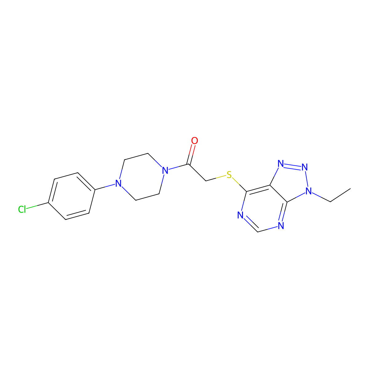 1-(4-(4-chlorophenyl)piperazin-1-yl)-2-((3-ethyl-3H-[1,2,3]triazolo[4,5-d]pyrimidin-7-yl)thio)ethanone molecular structure, CAS 1058496-44-8
