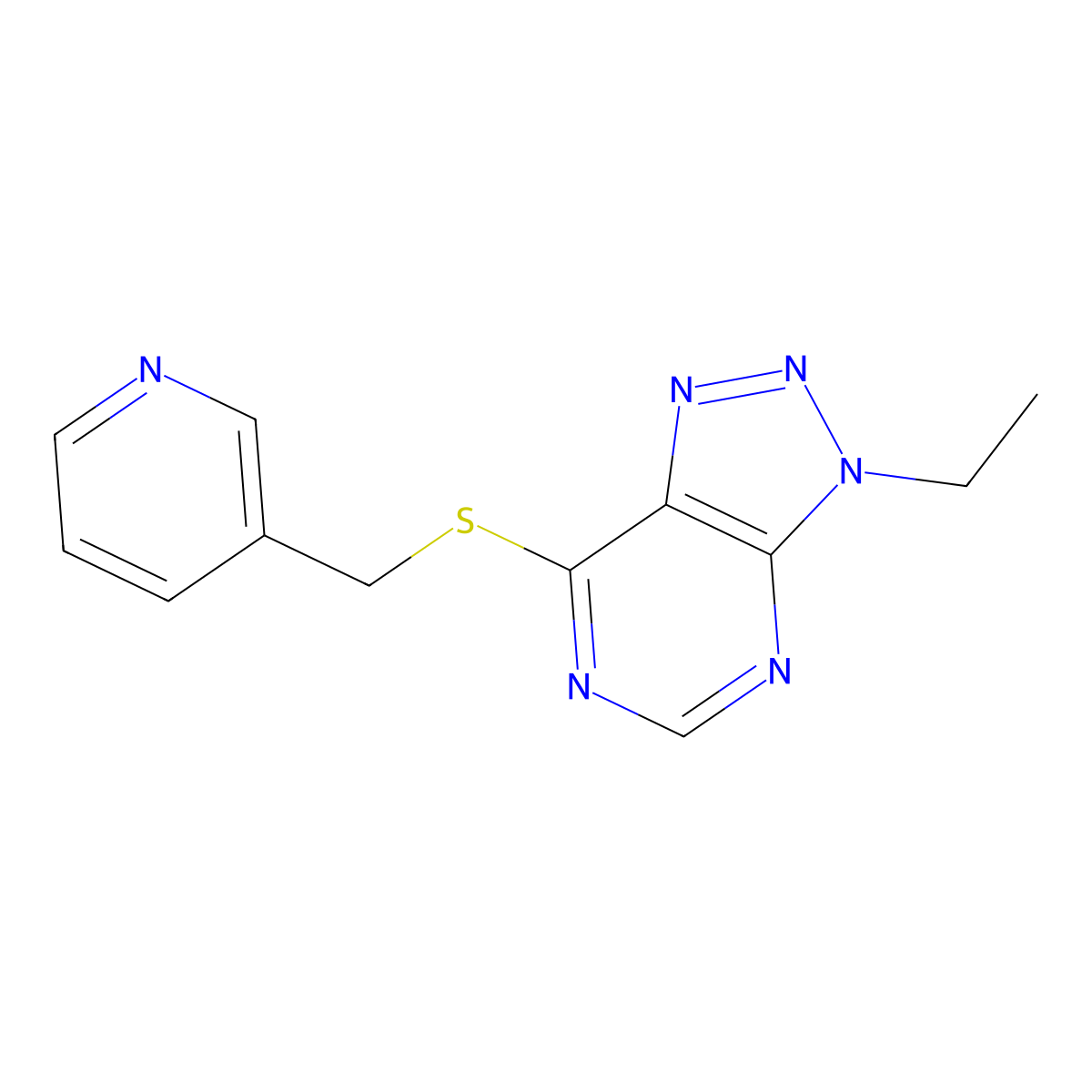 3-ethyl-7-((pyridin-3-ylmethyl)thio)-3H-[1,2,3]triazolo[4,5-d]pyrimidine molecular structure, CAS 1058496-54-0