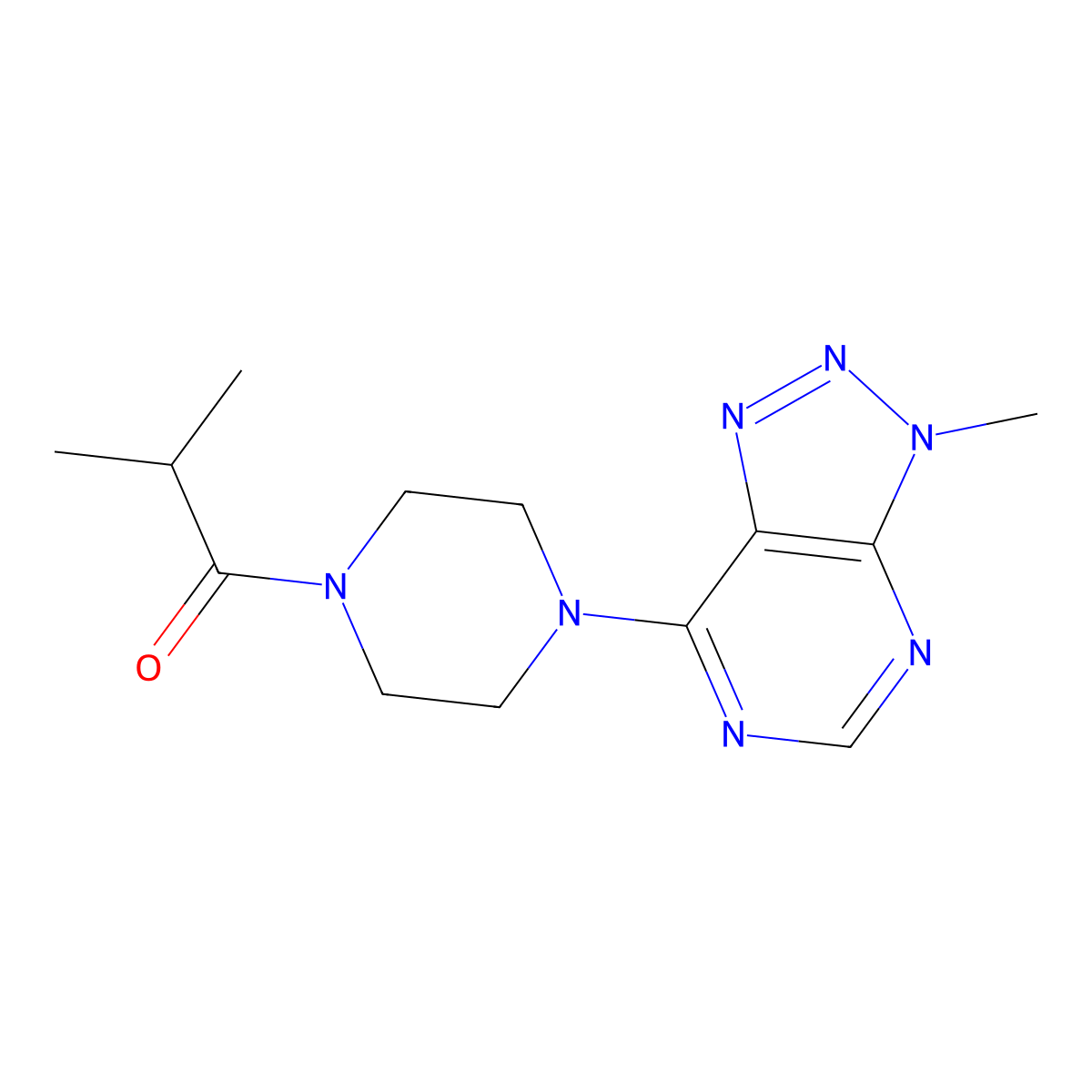 2-methyl-1-(4-{3-methyl-3H-[1,2,3]triazolo[4,5-d]pyrimidin-7-yl}piperazin-1-yl)propan-1-one molecular structure, CAS 1058496-62-0