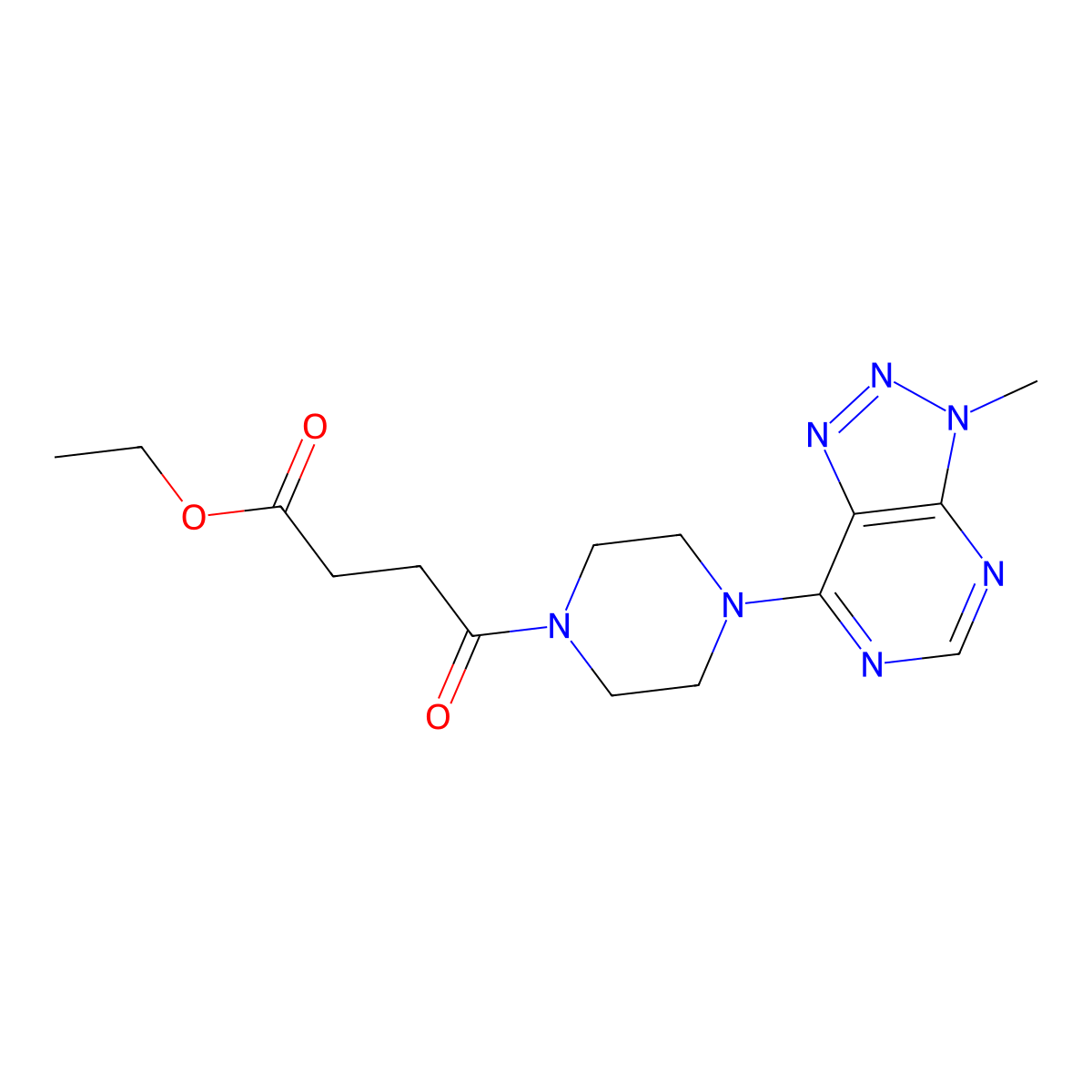 ethyl 4-(4-{3-methyl-3H-[1,2,3]triazolo[4,5-d]pyrimidin-7-yl}piperazin-1-yl)-4-oxobutanoate molecular structure, CAS 1058496-70-0