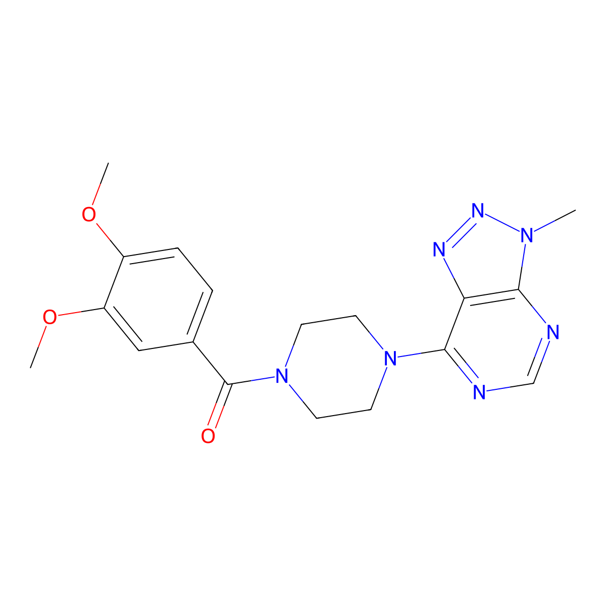 1-(3,4-dimethoxybenzoyl)-4-{3-methyl-3H-[1,2,3]triazolo[4,5-d]pyrimidin-7-yl}piperazine molecular structure, CAS 1058496-78-8