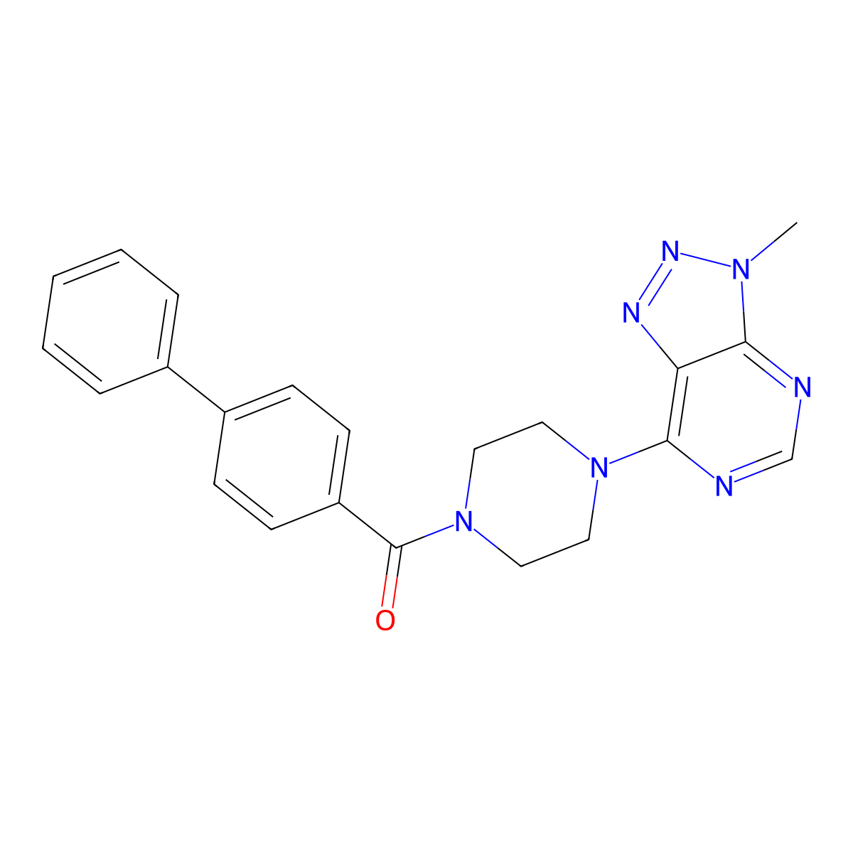 1-{[1,1'-biphenyl]-4-carbonyl}-4-{3-methyl-3H-[1,2,3]triazolo[4,5-d]pyrimidin-7-yl}piperazine molecular structure, CAS 1058496-97-1