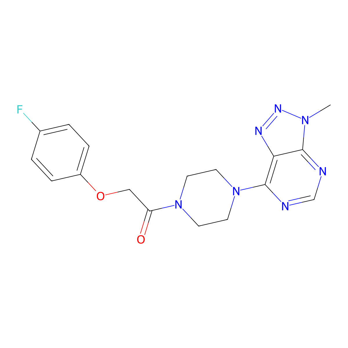 2-(4-fluorophenoxy)-1-(4-{3-methyl-3H-[1,2,3]triazolo[4,5-d]pyrimidin-7-yl}piperazin-1-yl)ethan-1-one molecular structure, CAS 1058497-08-7