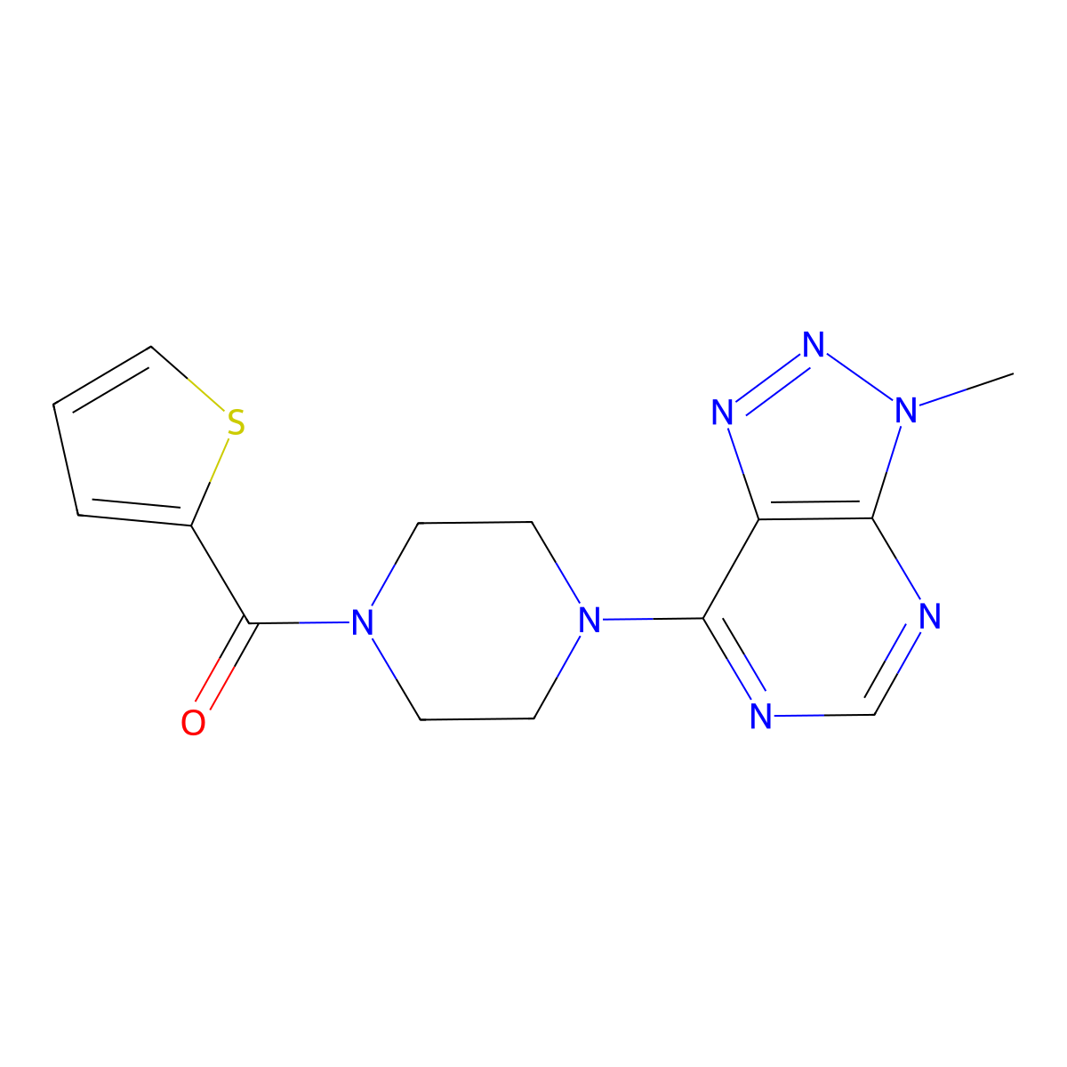 1-{3-methyl-3H-[1,2,3]triazolo[4,5-d]pyrimidin-7-yl}-4-(thiophene-2-carbonyl)piperazine molecular structure, CAS 1058497-20-3
