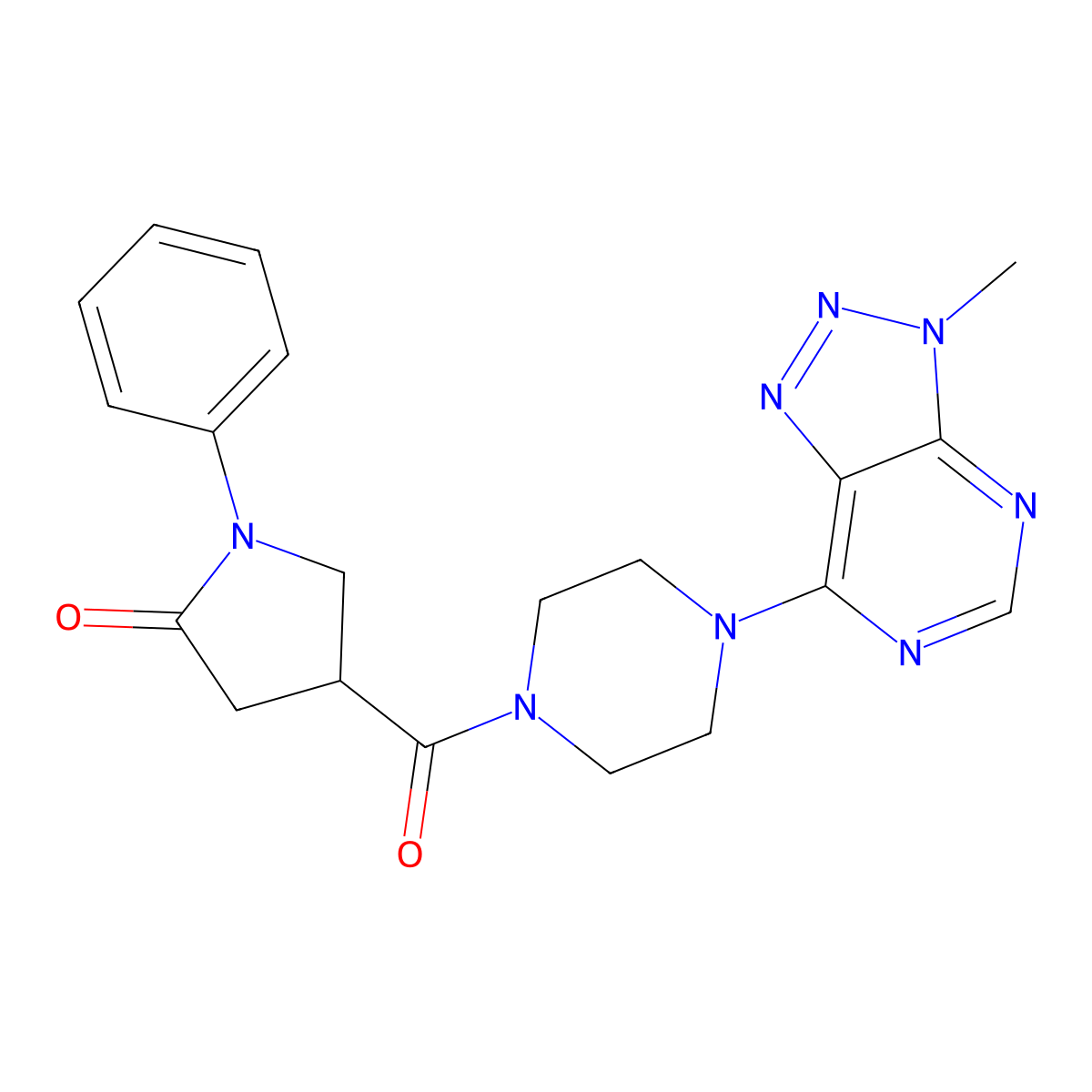4-(4-{3-methyl-3H-[1,2,3]triazolo[4,5-d]pyrimidin-7-yl}piperazine-1-carbonyl)-1-phenylpyrrolidin-2-one molecular structure, CAS 1058497-25-8