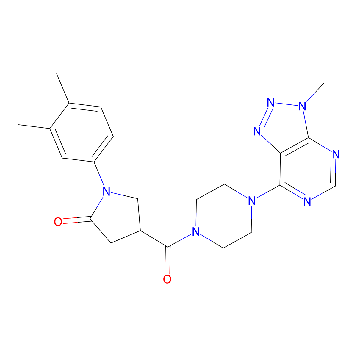 1-(3,4-dimethylphenyl)-4-(4-(3-methyl-3H-[1,2,3]triazolo[4,5-d]pyrimidin-7-yl)piperazine-1-carbonyl)pyrrolidin-2-one molecular structure, CAS 1058497-28-1