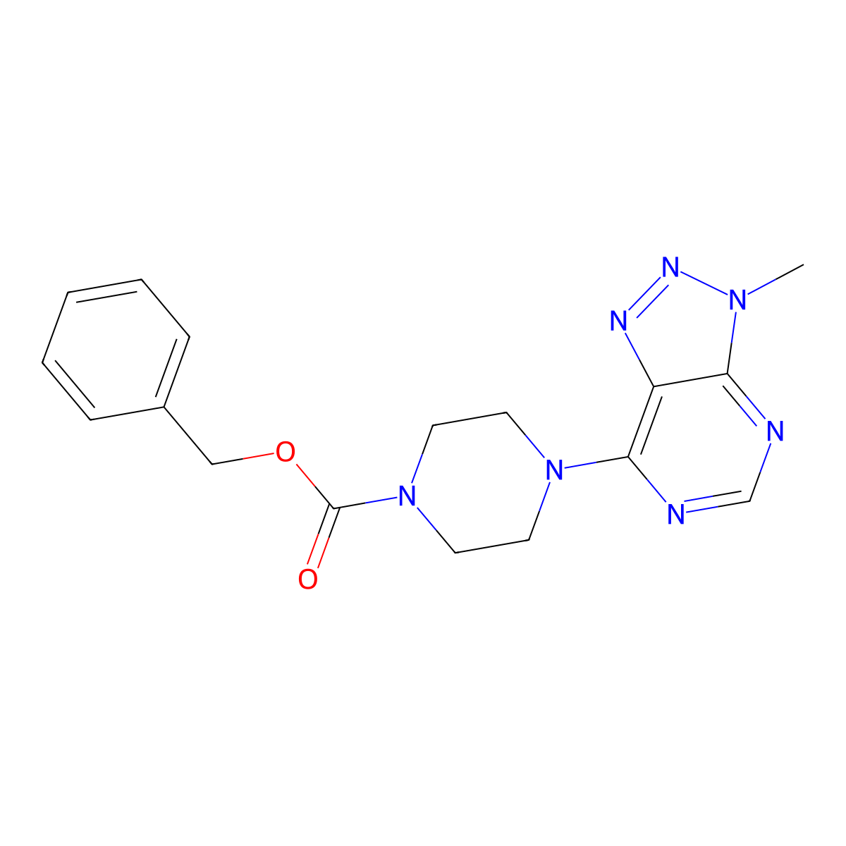 benzyl 4-{3-methyl-3H-[1,2,3]triazolo[4,5-d]pyrimidin-7-yl}piperazine-1-carboxylate molecular structure, CAS 1058497-35-0