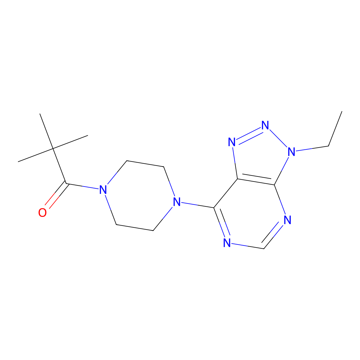 1-(4-{3-ethyl-3H-[1,2,3]triazolo[4,5-d]pyrimidin-7-yl}piperazin-1-yl)-2,2-dimethylpropan-1-one molecular structure, CAS 1058497-42-9