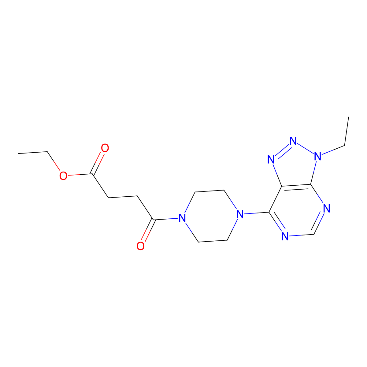 ethyl 4-(4-{3-ethyl-3H-[1,2,3]triazolo[4,5-d]pyrimidin-7-yl}piperazin-1-yl)-4-oxobutanoate molecular structure, CAS 1058497-48-5