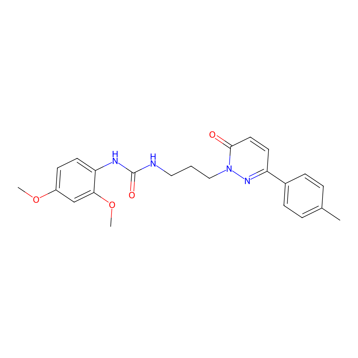 1-(2,4-Dimethoxyphenyl)-3-{3-[3-(4-methylphenyl)-6-oxo-1,6-dihydropyridazin-1-yl]propyl}urea molecular structure, CAS 1058498-13-7