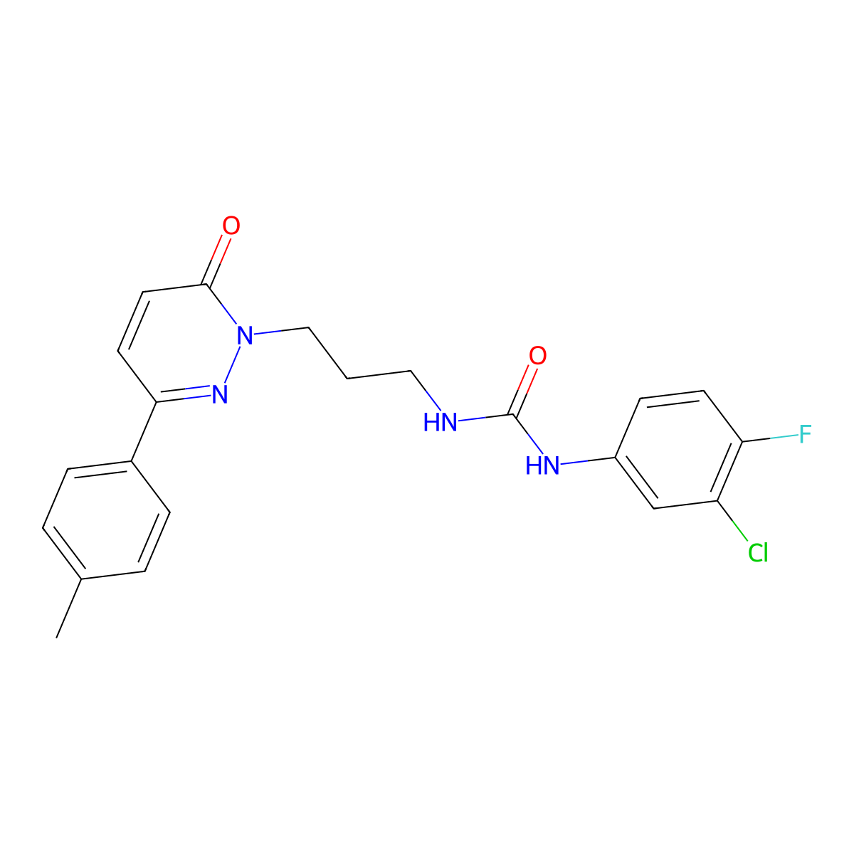 1-(3-chloro-4-fluorophenyl)-3-(3-(6-oxo-3-(p-tolyl)pyridazin-1(6H)-yl)propyl)urea molecular structure, CAS 1058498-45-5