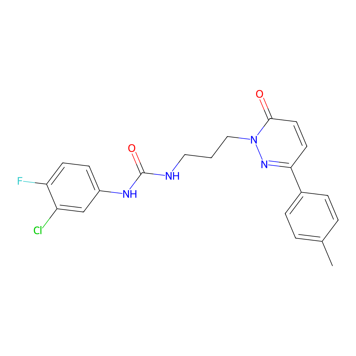 1-(3-chloro-4-fluorophenyl)-3-(3-(6-oxo-3-(p-tolyl)pyridazin-1(6H)-yl)propyl)urea molecular structure, CAS 1058498-45-5