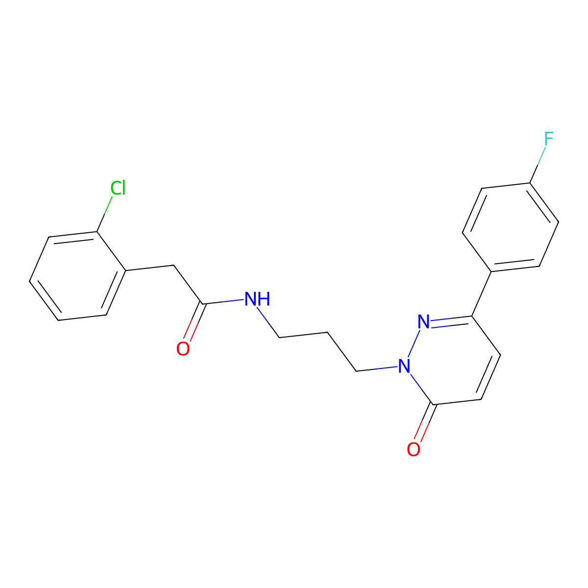 2-(2-chlorophenyl)-N-(3-(3-(4-fluorophenyl)-6-oxopyridazin-1(6H)-yl)propyl)acetamide molecular structure, CAS 1058499-66-3