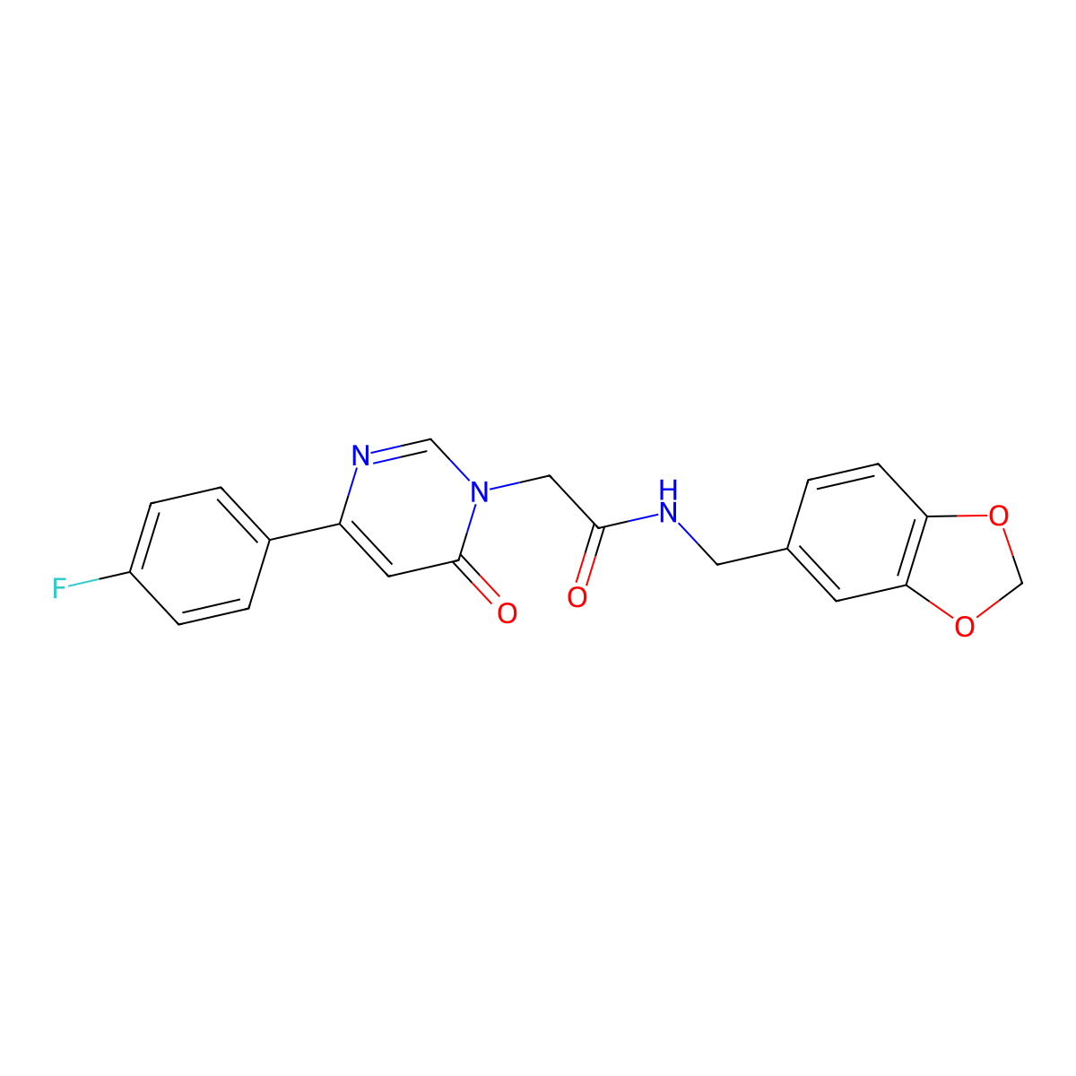 N-(benzo[d][1,3]dioxol-5-ylmethyl)-2-(4-(4-fluorophenyl)-6-oxopyrimidin-1(6H)-yl)acetamide molecular structure, CAS 1058500-76-7
