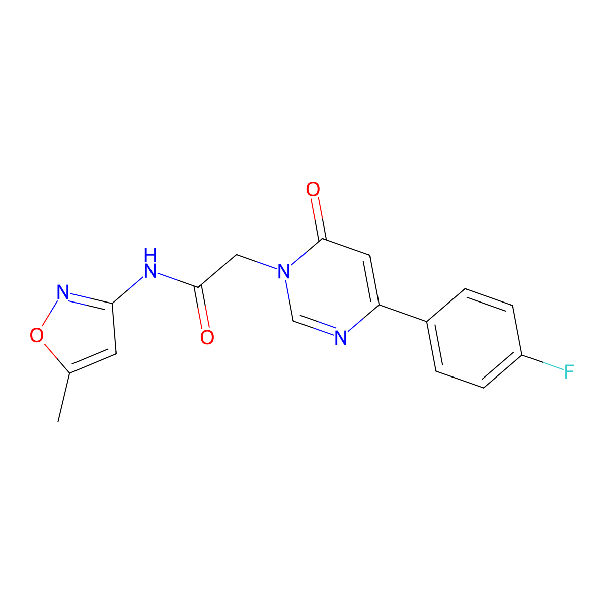 2-[4-(4-fluorophenyl)-6-oxo-1,6-dihydropyrimidin-1-yl]-N-(5-methyl-1,2-oxazol-3-yl)acetamide molecular structure, CAS 1058500-99-4